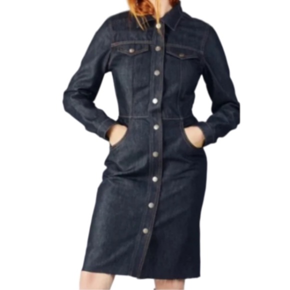 ETICA Etica Denim Jordyn Deep Dark Indigo Trucker Shirt Dress Medium